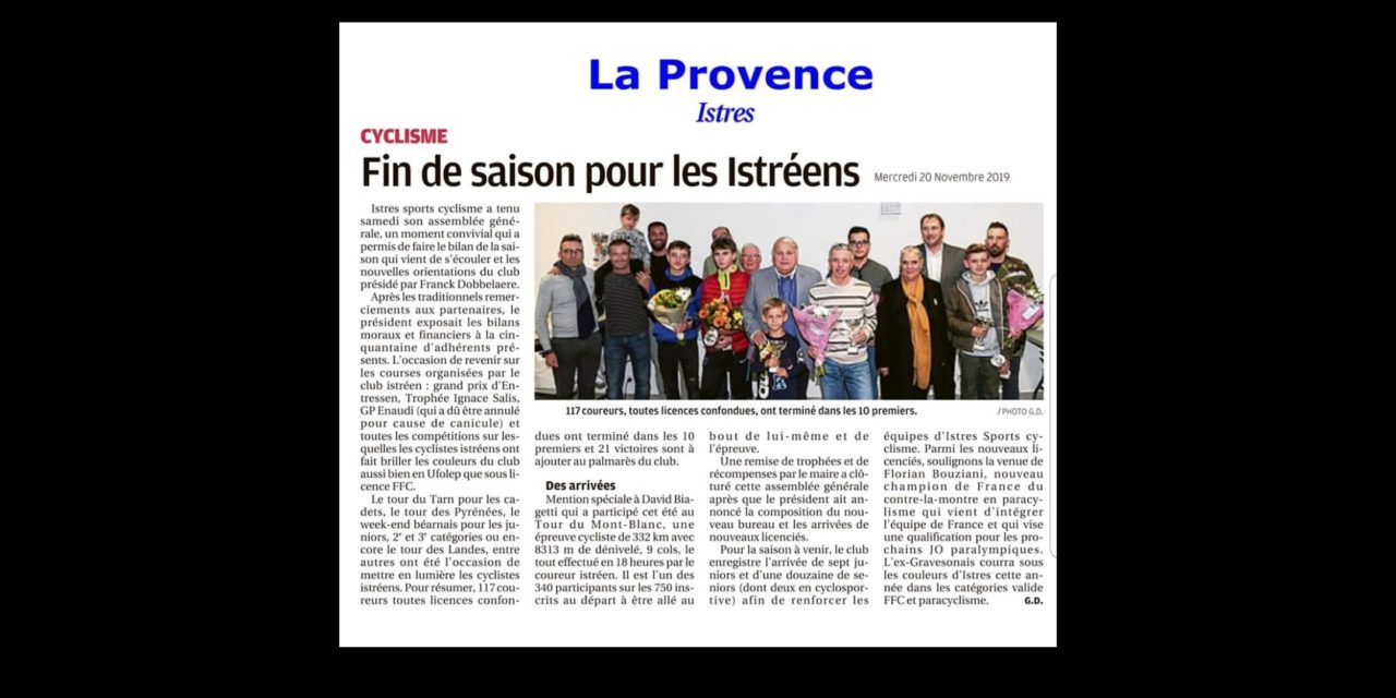 AG Istres Sport Cyclisme du 16 novemebre 2019