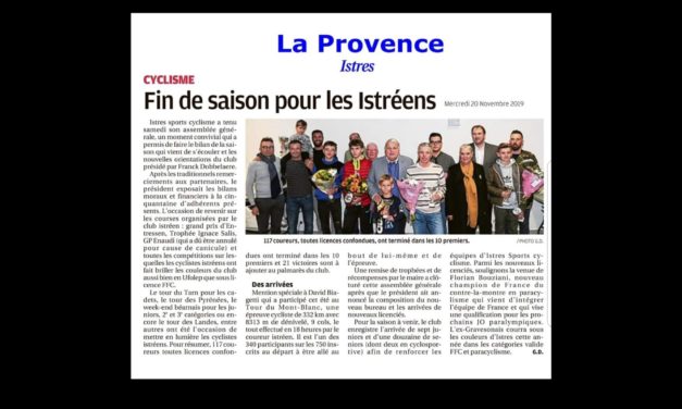 AG Istres Sport Cyclisme du 16 novemebre 2019