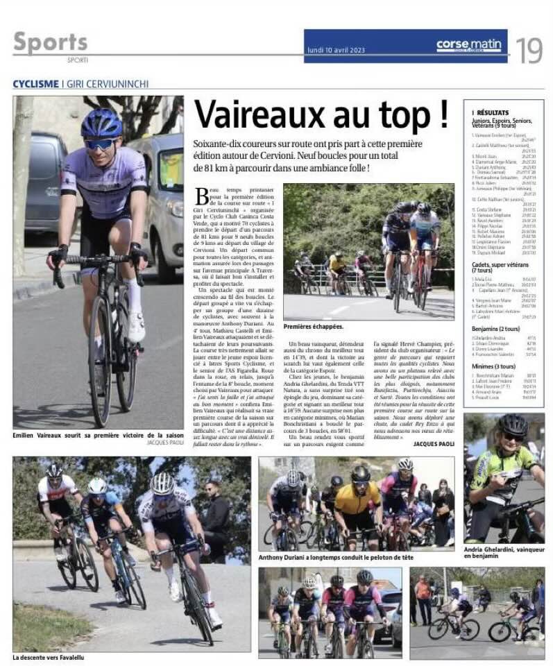 Victoire d’Emilien VAIREAUX au Giri Cerviuninchi!